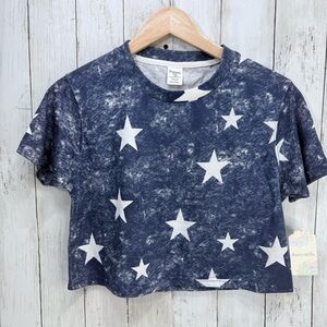 NWT Dreamsicle Stars tie-dye cropped short sleeve women’s top size med Summer